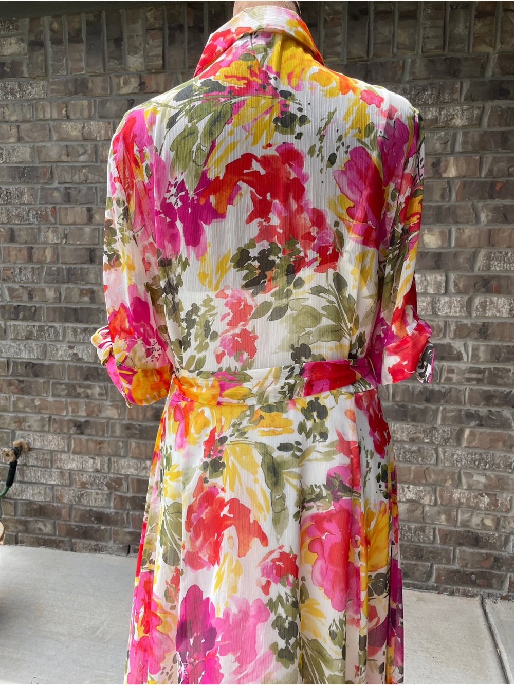 Calvin Klein Pink, Yellow & Green Floral Midi Dress - Picture 4 of 5